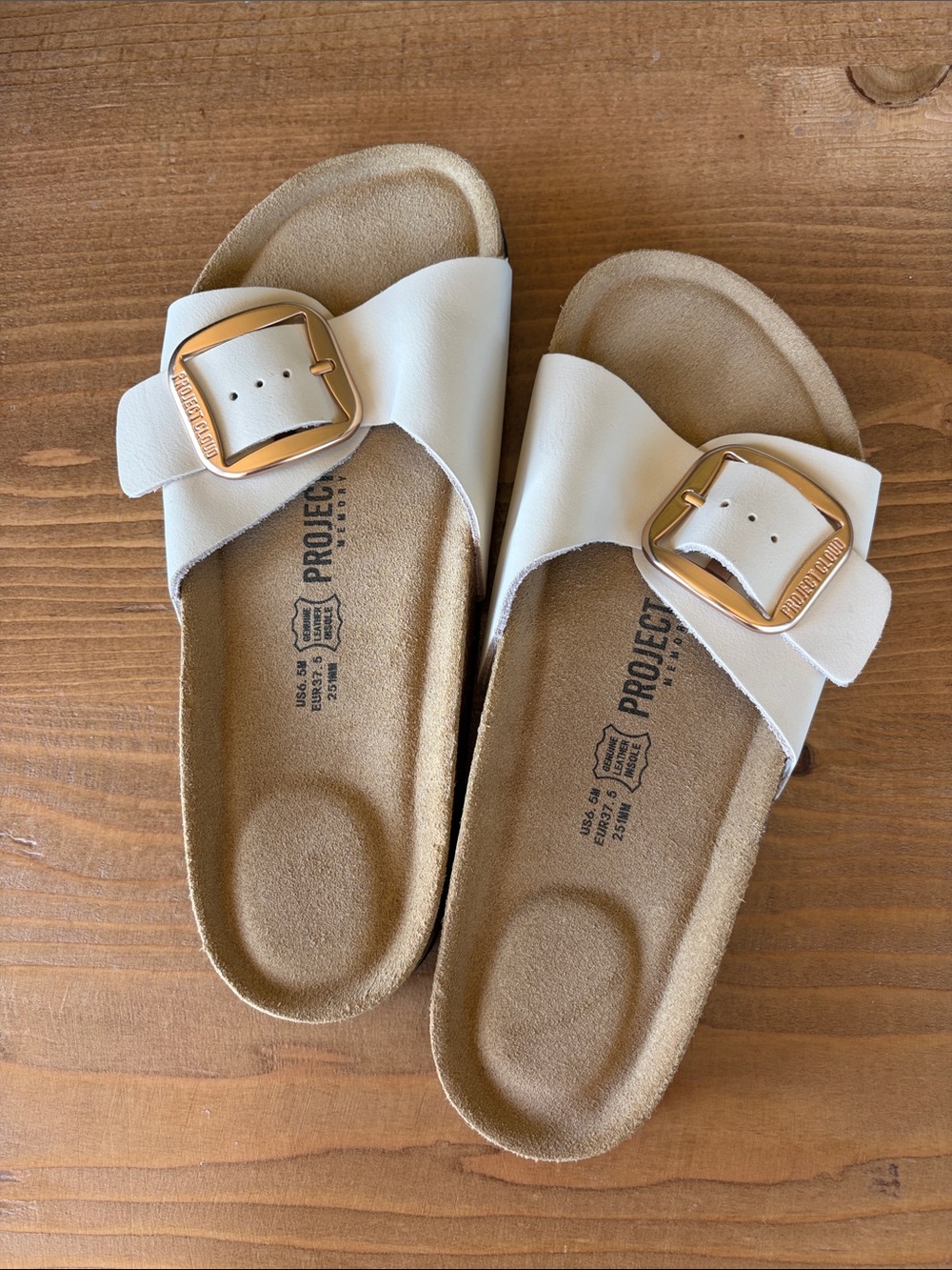NEW without tags! Project Cloud Women's Slide Sandals with Gold Buckle.